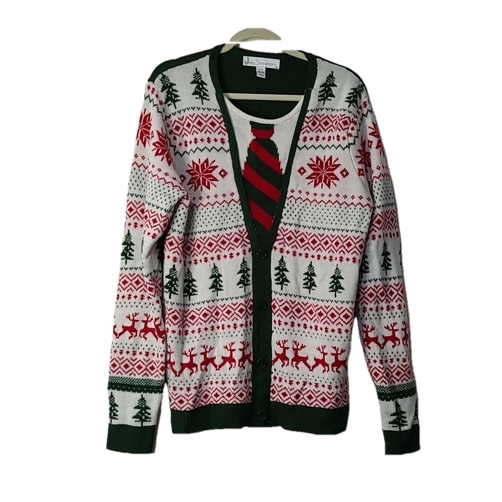 Jolly Sweaters Faux Necktie Sweater Size L